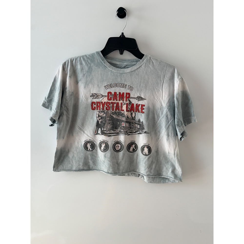 Friday the 13th Tie Dye Crop Graphic T-Shirt womens Medium